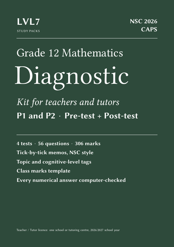 Cover of the LVL7 Grade 12 Mathematics Diagnostic Kit